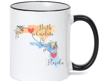 Florida North Carolina Mug / North Carolina Florida Mug / North Carolina to Florida Gift / Florida to North Carolina Gift / 11 or 15 oz