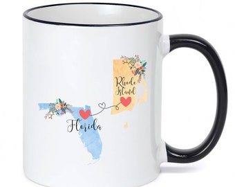 Florida Rhode Island Mug / Rhode Island Florida Mug / Florida to Rhode Island Gift / Rhode Island to Florida Gift / 11 or 15 oz