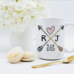 Custom Engagement Mug / Custom Wedding Mug / Arrow Mug / Personalized Mug / Wedding Gift / Anniversary Gift / Valentine's Gift image 3