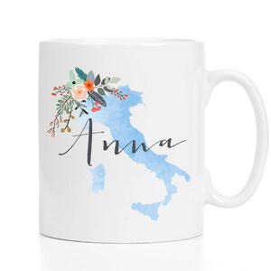 Italy Mug / Custom Name Mug / Personalized Italy Mug / Italy Map Mug / Italian Decor / 11 or 15 oz / White or Black Handle image 2