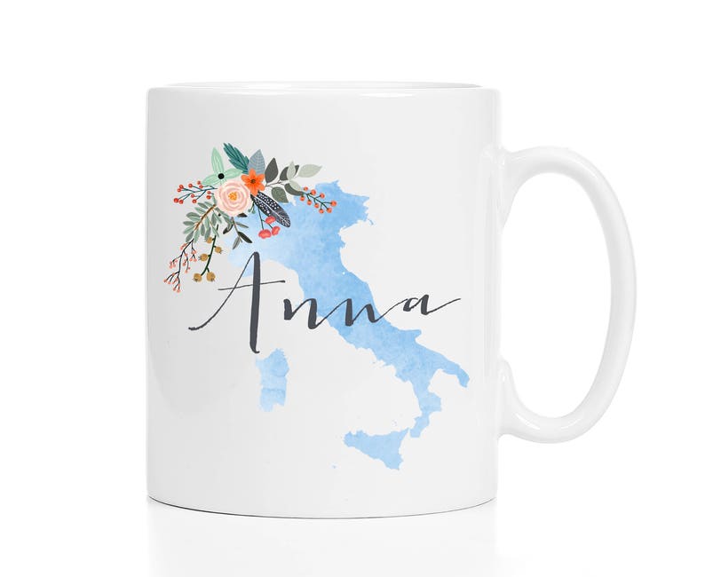 Italy Mug / Custom Name Mug / Personalized Italy Mug / Italy Map Mug / Italian Decor / 11 or 15 oz / White or Black Handle image 2