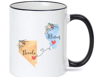 Illinois Nevada Mug / Nevada Illinois Mug / Illinois to Nevada Gift / Last Minute Christmas Gift