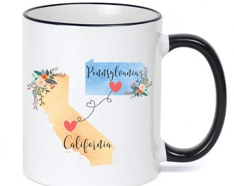 California Pennsylvania Mug / Pennsylvania California Mug / California to Pennsylvania Gift / Pennsylvania to California Gift / 11 or 15 oz