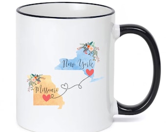 Taza de Nueva York, Misuri / Taza de Misuri, Nueva York / Regalo de Nueva York a Misuri / Taza de Misuri a Nueva York de 11 o 15 oz