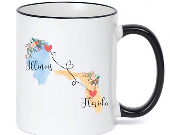 Illinois Florida Mug / Florida Illinois Mug / Illinois to Florida Gift / Florida to Illinois Coffee Cup / Chicago 11 or 15 oz