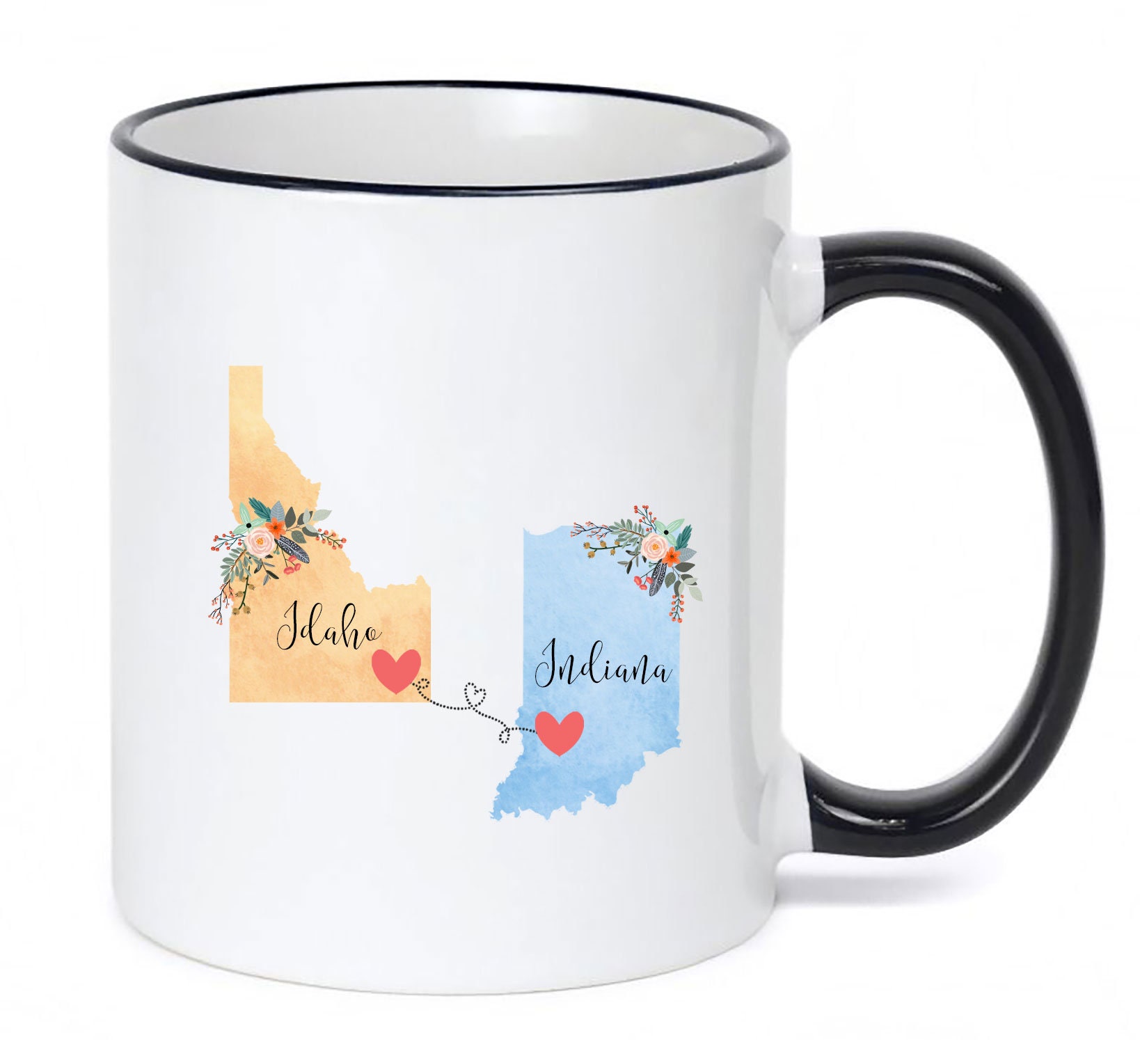 Indiana cup Indiana coffee mug Love Indiana mug Indiana coffee cup Indiana state mug 11oz Black US State mugs