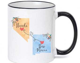 Nevada New Mexico Mug / New Mexico Nevada Mug / Nevada to New Mexico Gift / NM to Nevada Coffee Cup / Gift For Hostess 11 or 15 oz