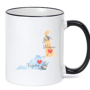 Virginia Delaware Mug / Delaware Virginia Mug / Connected States Coffee Mug / Two State Mug / Summer Vacation Mug / 11 or 15 oz