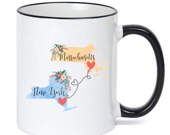 New York Massachusetts Mug / Massachusetts New York Mug / New York to Massachusetts Gift / Massachusetts to New York Mug / 11 or 15 oz