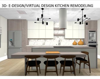 3D Küche E-Design, Küchen Remodeling, Online Küche Innendesign, Innendesign, Stimmungsboard, Raumaufteilung, Wohnkultur,