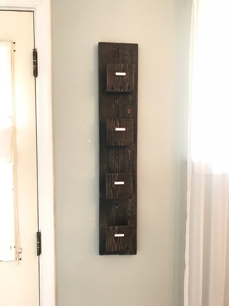 Wooden Wall Mount Mail Organizer Rustic 4 Slot Mail Holder Etsy