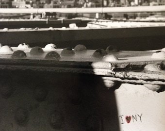 Brooklyn Bridge Graffiti Art Photograph: Vintage NYC Print (20x16)