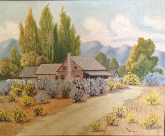 Original American Western Folk Art Primitive O/B Painting of a | Etsy