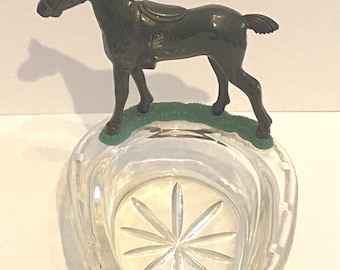Horse Racing Steeple Chase Good Luck Ashtray c. 1920-30 Art Deco Novelty Design