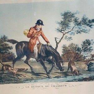 Aquatint Etching: Le Retour Du Chasseur, Carl Vernet, 19th Century