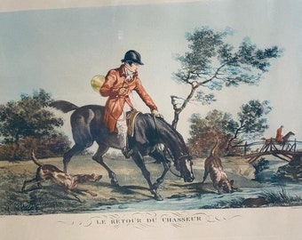 Aquatint Etching: Le Retour Du Chasseur, Carl Vernet, 19th Century