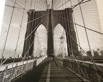 Brooklyn Bridge Photograph: Black & White Glossy Print, NYC, 1997 (20x16)