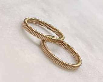 Set Of  2 14k Gold Filled Stacking Band Ring Size 6.5 2.6mm Dainty Ring