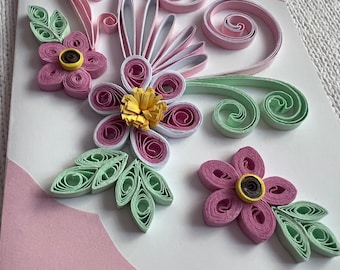 Quilling Card, Birthday Quilled Card, Handmade Birthday Card, Handmade Greeting Card, Handmade Thank You Card, Quilling Handmade Card