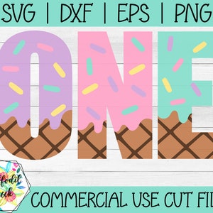 Sorvete Um SVG | Aniversário de sorvete | SVG do primeiro aniversário