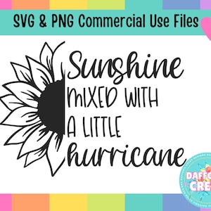 Zonnebloemshirt-svg | Zomerdesign | Zonneschijn gemengd met een beetje orkaan-SVG