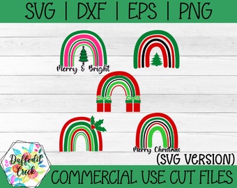 Christmas Rainbow SVG Bundle | Merry Christmas SVG | Boho Rainbow SVG