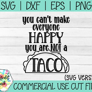 Je kunt niet iedereen gelukkig maken, je bent geen Taco SVG | Taco-SVG | Grappige Taco SVG | Taco dinsdag ontwerp