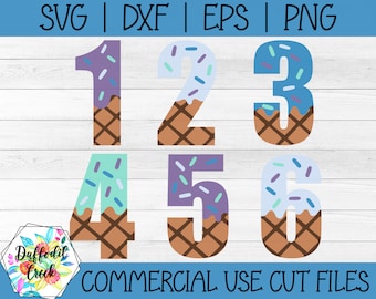 Ice Cream Numbers SVG | Ice Cream Birthday | Ice Cream Bundle SVG