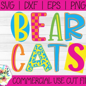 Bearcats Mascot SVG | Colorful Mascot SVG | Bearcats PNG