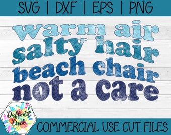 Warme Luft, salzige Haare, Strandkorb, Kein Pflege SVG | Strandtasche SVG | Sommer zitat SVG
