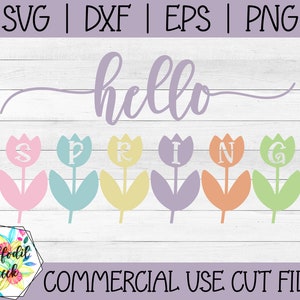 Hello Spring SVG | Spring Sign Design | Spring Flowers SVG