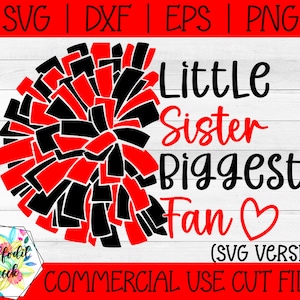 Cheerleading SVG | Kleine Schwester Größter Fan SVG | Jubel Schwester SVG