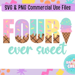 Vier süße Eis SVG | Eis Geburtstag | 4. Geburtstag SVG