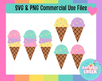 Cono de helado SVG / Cumpleaños de helado / Sprinkles SVG