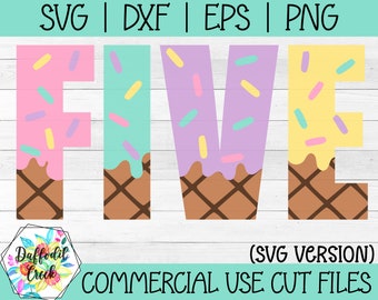 Five Scoops of Fun SVG | Ice Cream Birthday | 5th Birthday SVG