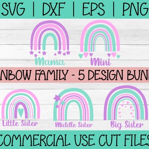 Rainbow Family SVG, Zuster Set SVG, Mama en Mini Design