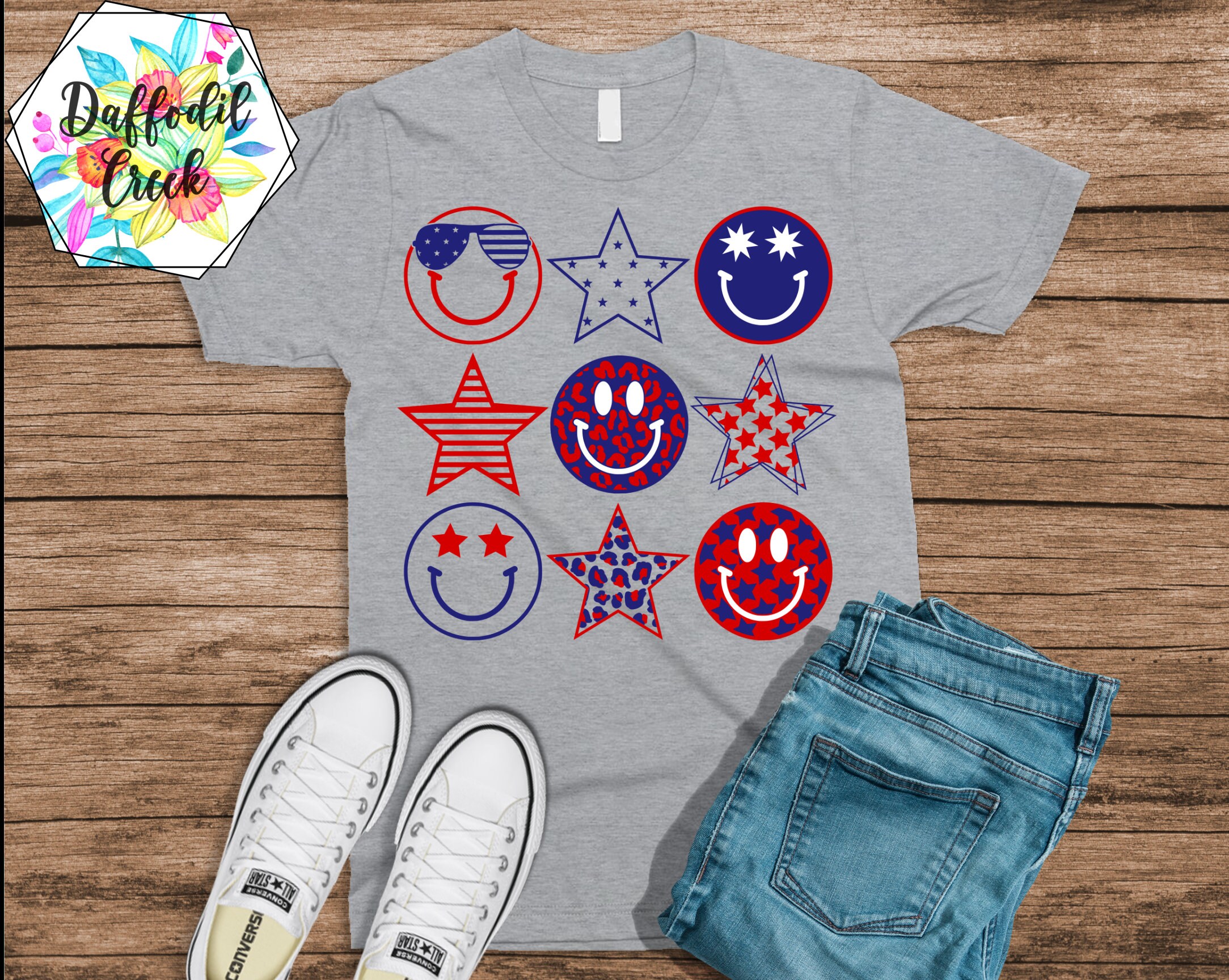 Fourth of July SVG 4th of July Patriotic Clipart Smiley - Etsy