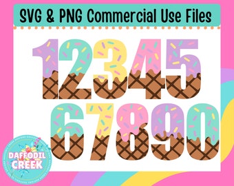 Números de helado SVG / Cumpleaños de helado / Paquete de helado SVG