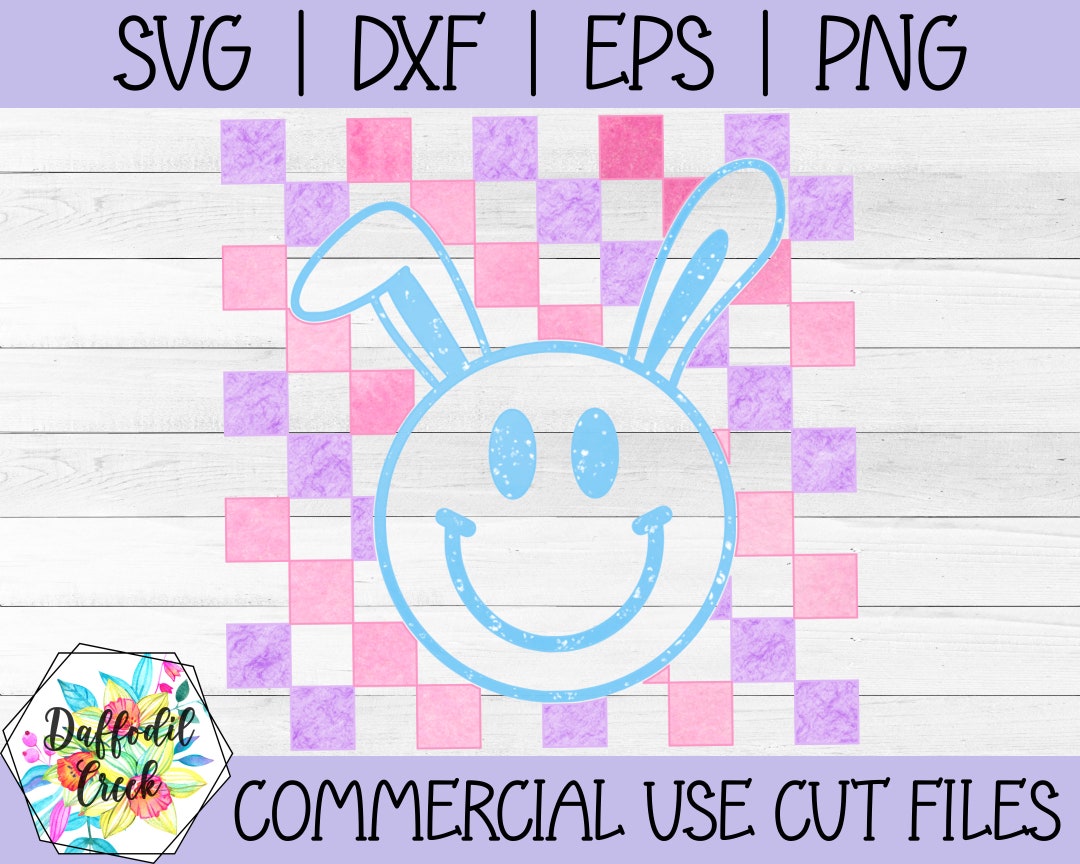 Easter Bunny SVG | Smiley Face SVG | Checkered Smiley SVG - Etsy