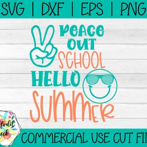 Peace out School SVG / Hola Verano SVG / Verano SVG / Camiseta de Verano para Niños