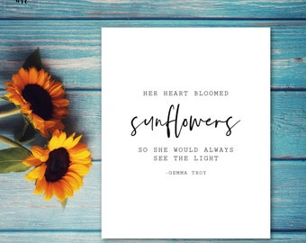 Sunflower Quote Print, 8x10, Instant Download, Printable Fall Decor