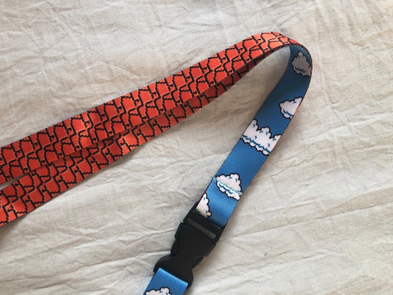 Super Mario Bros Inspired Cloud and Brick Print Lanyard - Etsy