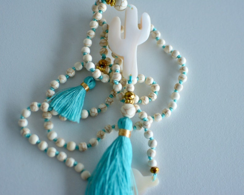 Aqua tassel necklace