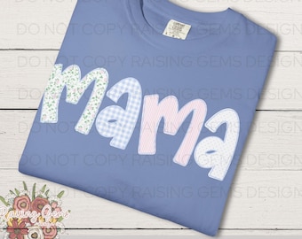 Mama Floral Bow PNG, Striped Mama Design, Preppy Coquette Style, Custom PNG for mothers, grand millennial bow design
