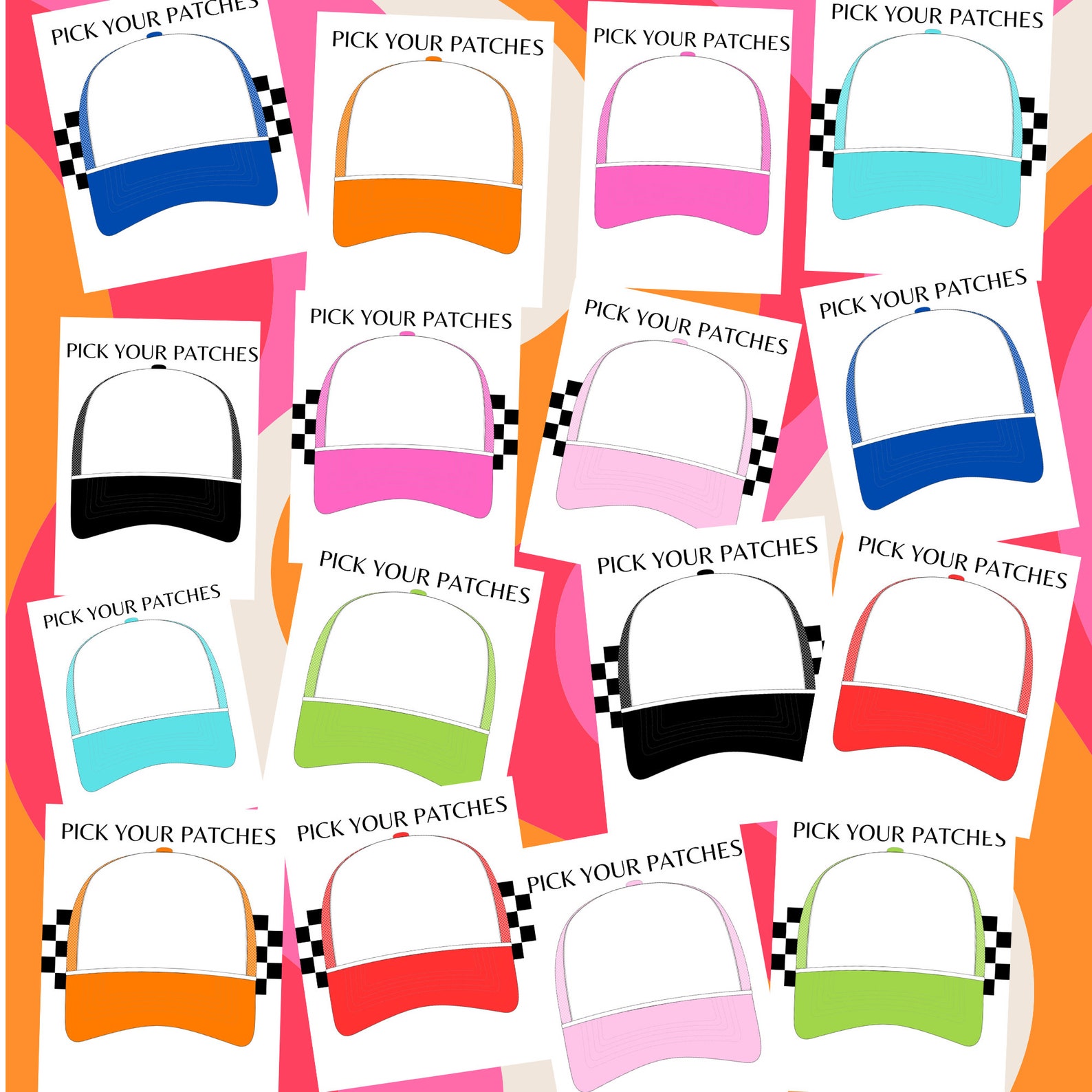 Trucker Hat Design Template for Trucker Hat Bar Multi Color BUNDLE - Etsy