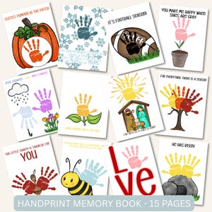 Handprint Memory Book Printable, Kids Keepsake Craft, DIY Toddler Art Activity, Monthly Preschool Memory Book Template, homeschool craft