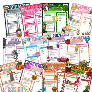Monthly Newsletters, Editable Templates for School, Classroom, PTO, and Community Communication, Canva Template, Teacher News