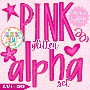 Colorful Doodle Font png bundle, Bright Doodle Letters A-Z, Fun Teacher Clipart, Digital Alphabet for KidS, neon pink with glitter outline