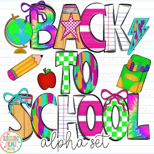 Schule Doodle Alpha Bundle, Doodle Letters PNG, Zurück in die Schule Digitaler Download, Lehrerschrift, Alpha Pack