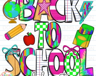 School Doodle Alpha Bundle, Doodle Letters PNG, Back to School Digital Download, Teacher Font, Alpha Pack